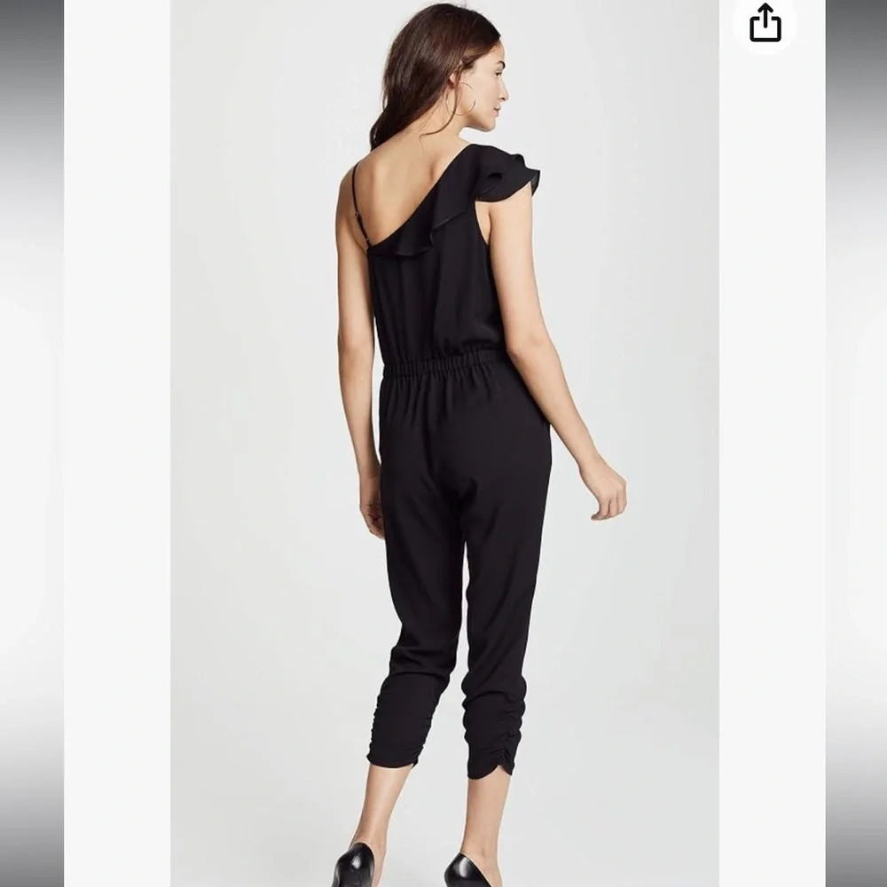Parker Addison Black Spaghetti Strap Cropped‎ Jumpsuit Romper Women's Size 12 - Picture 6 of 15